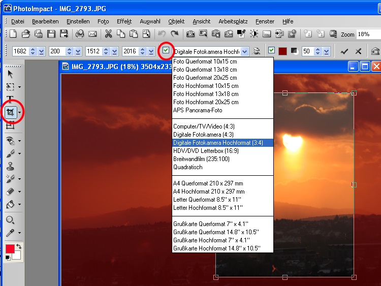 PhotoImpact - Bild zuschneiden