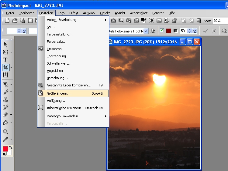 PhotoImpact Bildgröße ändern