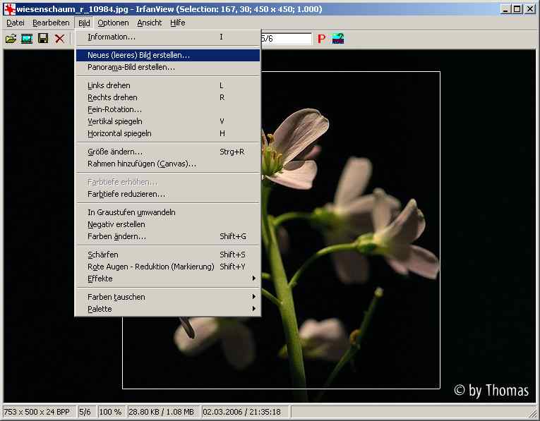 Irfan: neues leeres Bild erstellen