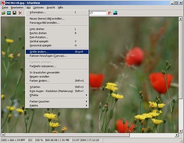 Irfan-Menu Bild / Größe ändern
